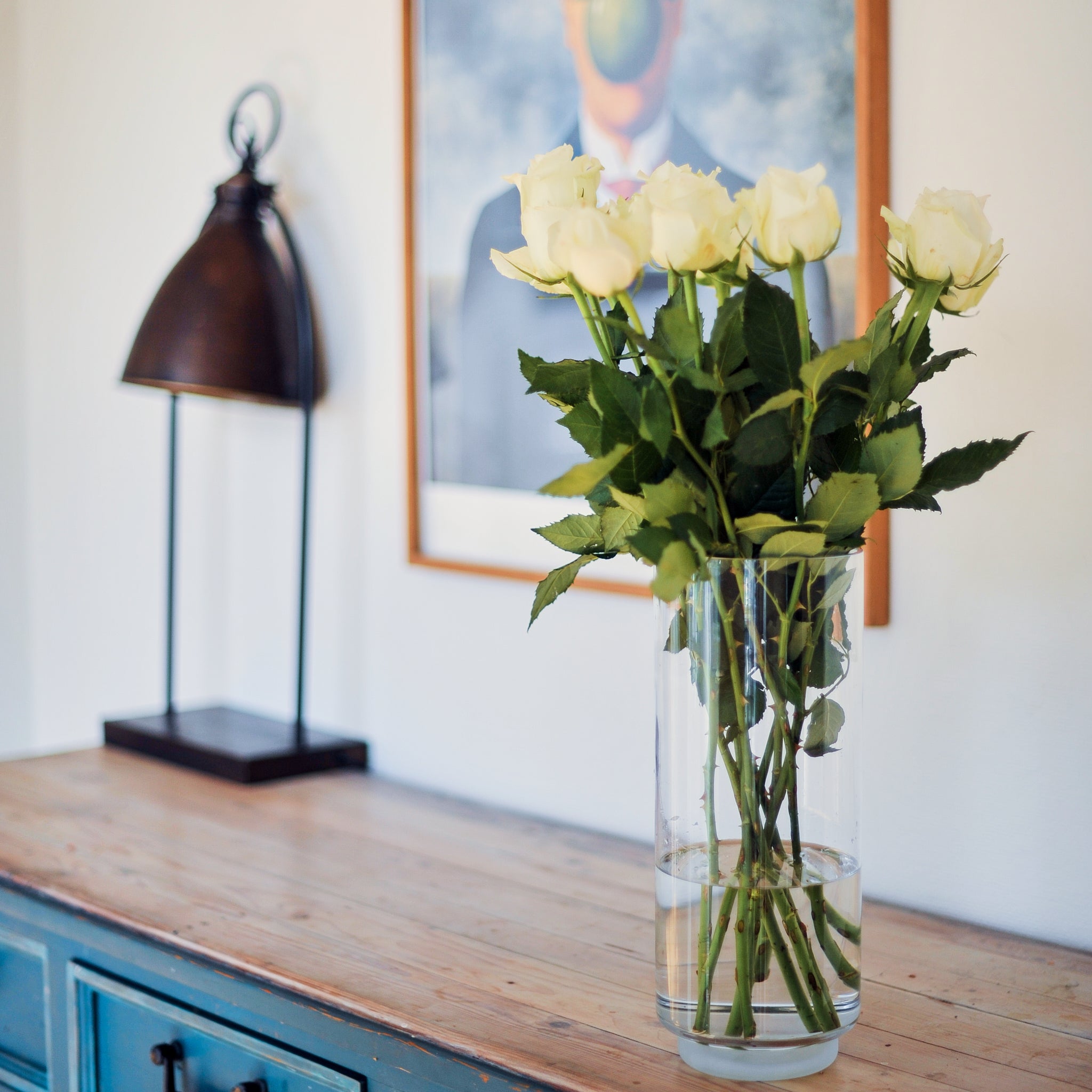 Bukett med vita Rosor 60 cm 10-pack